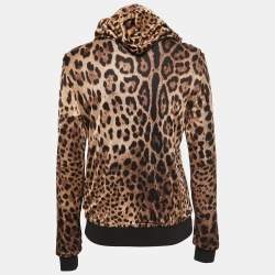 Dolce & Gabbana Brown Leopard Print Jersey Hoodie M