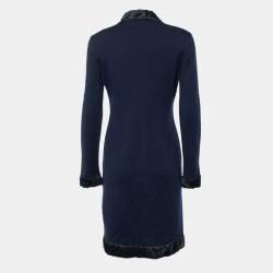 Pre Owned Dolce & Gabbana Navy Blue Rib Knit Coat Dress S