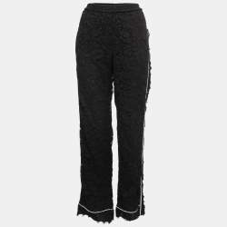 Pre Owned Dolce & Gabbana Black Lace Side Stripe Pants M