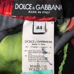 Pre Owned Dolce & Gabbana Black/Red Floral Print Silk Palazzo Pants M