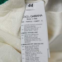 Pre Owned Dolce & Gabbana White Floral Jacquard Embroidered Shift Dress M