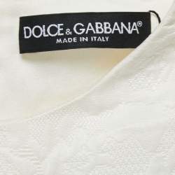 Pre Owned Dolce & Gabbana White Floral Jacquard Embroidered Shift Dress M