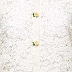 Pre Owned Dolce & Gabbana Cream Lace & Knit Rose-Button Cardigan & Top Set M
