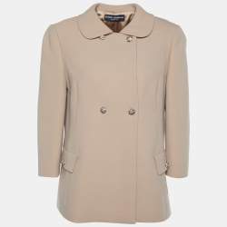 Pre Owned Dolce & Gabbana Beige Wool Button Front Jacket L
