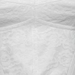 Pre Owned Dolce & Gabbana White Lace & Mesh Bustier Cropped Top M
