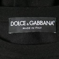Pre Owned Dolce & Gabbana Black Lace-Trim Sleeveless Knit Top M