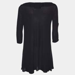 Pre Owned D&G Black Silk Knit Ruffle Neck Tie Detail Cardigan S