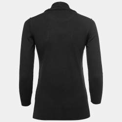 Pre Owned Dolce & Gabbana Black Wool Blend Neck-Tie Knit Top M