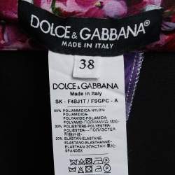 Pre Owned Dolce & Gabbana White Floral Printed Jersey Pencil Midi Skirt S