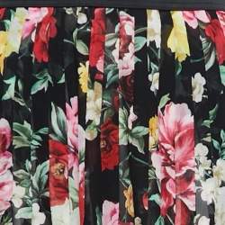 مملوكة مسبقًا Dolce & Gabbana Black Floral Printed Silk-Chiffon Pleated Maxi Skirt M