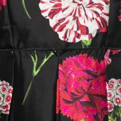Pre Owned Dolce & Gabbana Black Floral Silk Mikado Midi Dress S