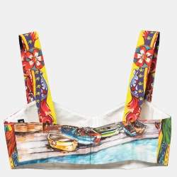 Pre Owned Dolce & Gabbana Multicolor Stampa Print Cotton Crop Top S