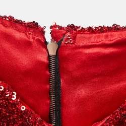 Pre Owned Dolce & Gabbana Metallic Red Sequins Long Gown S