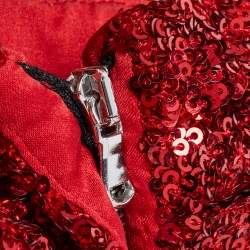 Pre Owned Dolce & Gabbana Metallic Red Sequins Long Gown S