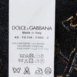 Pre Owned Dolce & Gabbana Grey Cashmere Embroidered Keys Buttoned Cardigan S