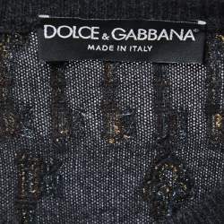 Pre Owned Dolce & Gabbana Grey Cashmere Embroidered Keys Buttoned Cardigan S