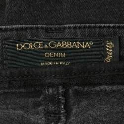 Pre Owned Dolce & Gabbana Dark Grey Denim Sacred Heart Detail Pretty Fit Jeans XS Waist 27"