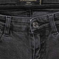 Pre Owned Dolce & Gabbana Dark Grey Denim Sacred Heart Detail Pretty Fit Jeans XS Waist 27"