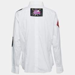 Pre Owned Dolce & Gabbana White Cotton Patch Button Down Shirt M