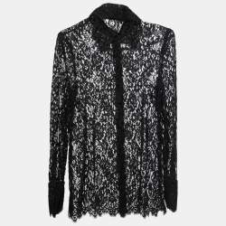 Pre Owned Dolce & Gabbana Black Floral Lace Shirt L