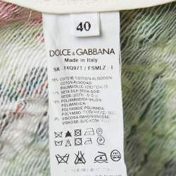 Pre Owned Dolce & Gabbana White Floral Jacquard Lace-Trimmed Skirt S