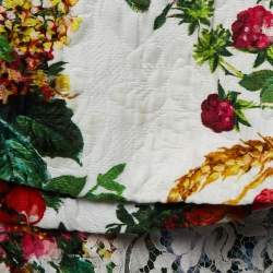 Pre Owned Dolce & Gabbana White Floral Jacquard Lace-Trimmed Skirt S