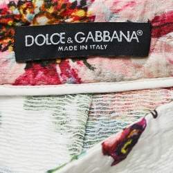 Pre Owned Dolce & Gabbana White Floral Jacquard Lace-Trimmed Skirt S