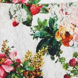 Pre Owned Dolce & Gabbana White Floral Jacquard Lace-Trimmed Skirt S