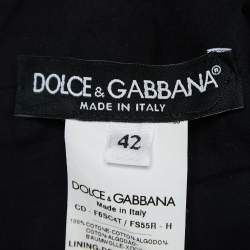 Pre Owned Dolce & Gabbana Black Rose Printed Cotton Flared Midi Dress M