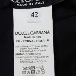 Pre Owned Dolce & Gabbana Black Rose Printed Cotton Flared Midi Dress M