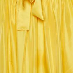 Pre Owned Dolce & Gabbana Yellow Silk Satin Ruched Sleeveless Mini Dress M