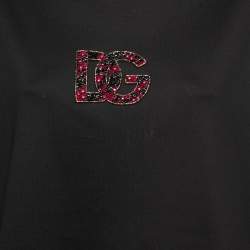 Pre Owned Dolce & Gabbana Black Cotton Embroidered Logo T-Shirt XL