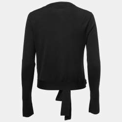 Pre Owned Dolce & Gabbana Black Wool Tie Front Cardigan L
