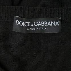 Pre Owned Dolce & Gabbana Black Wool Tie Front Cardigan L