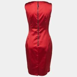 Pre Owned D&G Red Satin Sleeveless Sheath Dress M