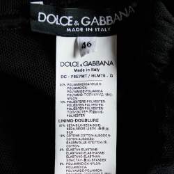 Pre Owned Dolce & Gabbana Black Plumetis Tulle Ruched Midi Dress L