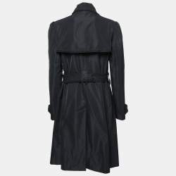 Dolce & Gabbana Black Synthetic Double-Breasted Belted Coat L