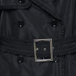 Dolce & Gabbana Black Synthetic Double-Breasted Belted Coat L