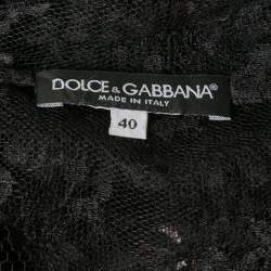 Pre Owned Dolce & Gabbana Black Floral Lace Sheer Top S