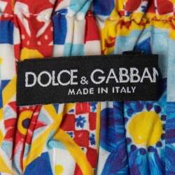 Pre Owned Dolce & Gabbana Multicolor Mambo Print Cotton Pleated Skirt M