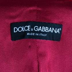 Pre Owned Dolce & Gabbana Red Velvet Double-Breasted Suit M