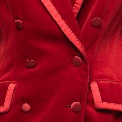 Pre Owned Dolce & Gabbana Red Velvet Double-Breasted Suit M