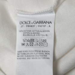 Pre Owned Dolce & Gabbana White L'amore e Bellezza Print Cotton Sleeveless T-Shirt L