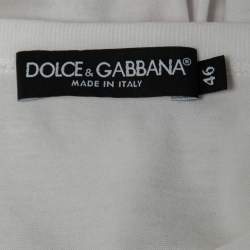 Pre Owned Dolce & Gabbana White L'amore e Bellezza Print Cotton Sleeveless T-Shirt L