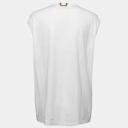 Pre Owned Dolce & Gabbana White L'amore e Bellezza Print Cotton Sleeveless T-Shirt L