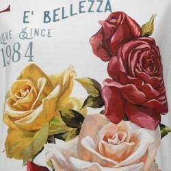 Pre Owned Dolce & Gabbana White L'amore e Bellezza Print Cotton Sleeveless T-Shirt L