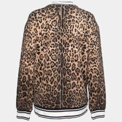 Pre Owned Dolce & Gabbana Brown Leopard Print Cotton Sweatshirt S