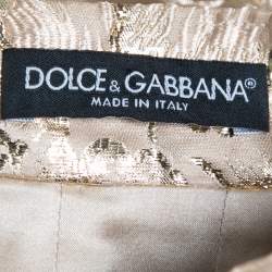 Pre Owned Dolce & Gabbana Gold Floral Jacquard Lace Trimmed Mini Skirt S