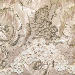 Pre Owned Dolce & Gabbana Gold Floral Jacquard Lace Trimmed Mini Skirt S