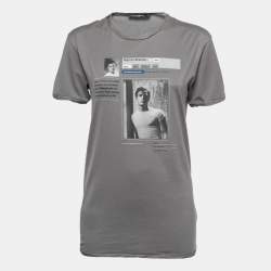 Pre Owned Dolce & Gabbana Grey Cotton Marlon Brando Print T-Shirt M